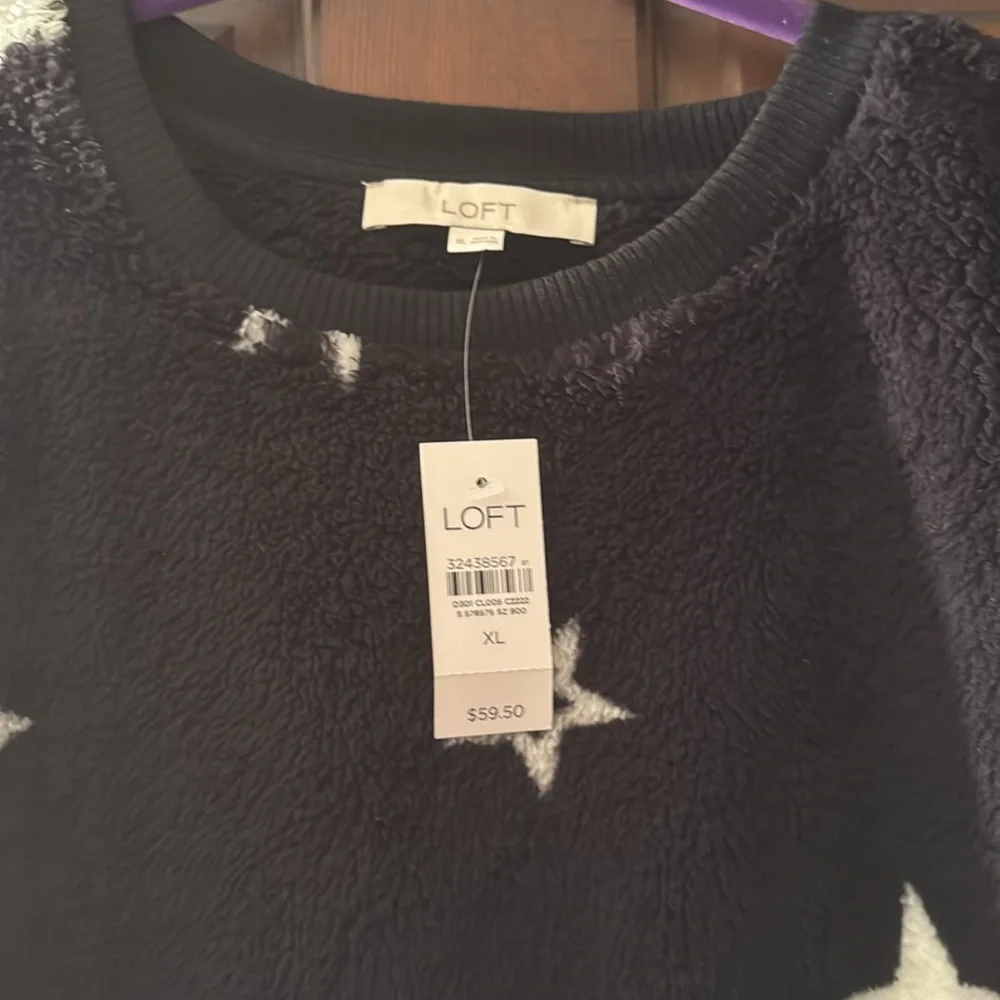 LOFT Star Print Sherpa Sweatshirt